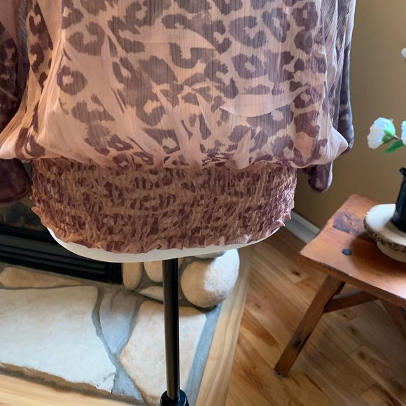 Marciano Batwing Animal Print Sheer Top (NWT) - Picture 2 of 11